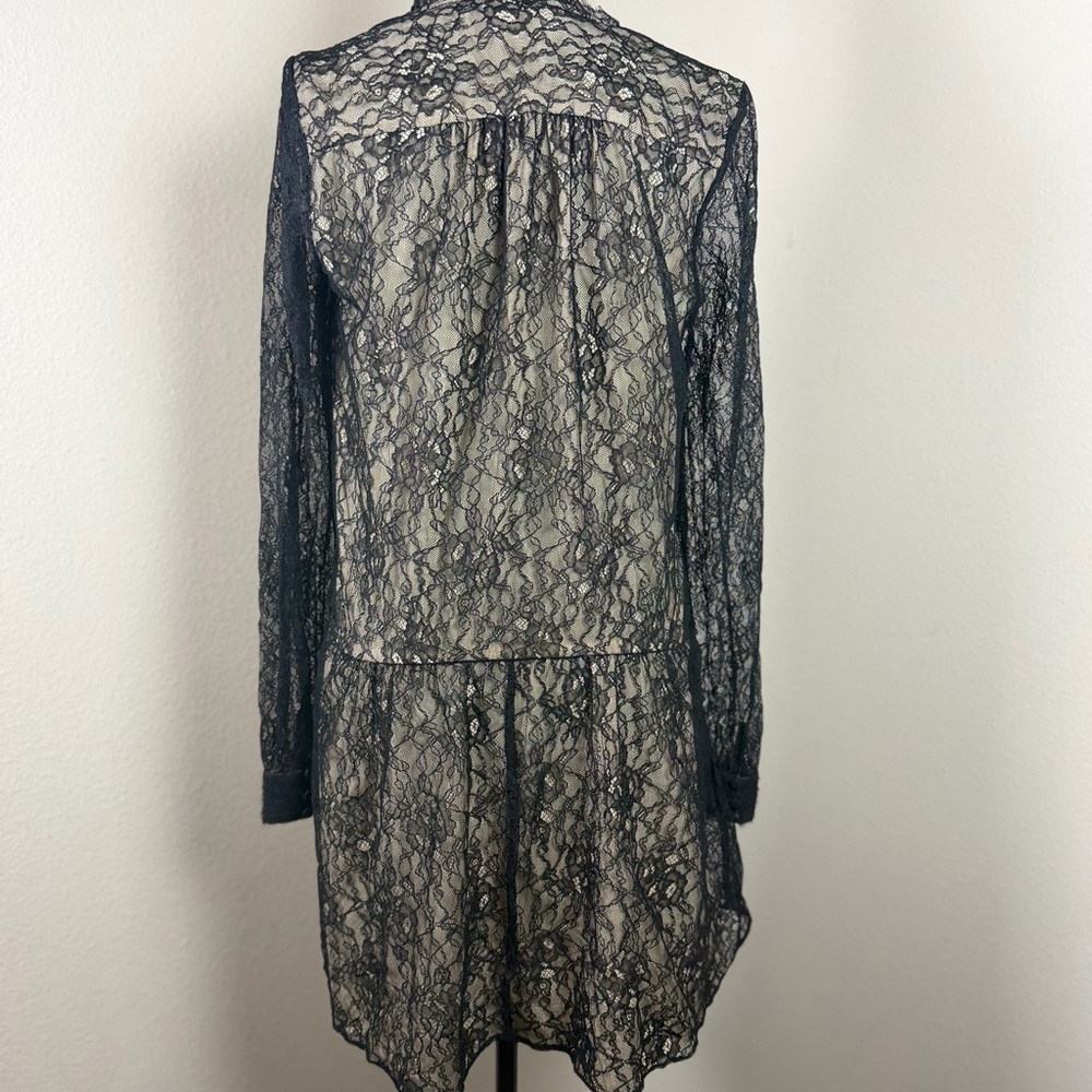 Alice And Olivia Deena Drop Waist Lace Dress Black/natural sz 6 - Picture 11 of 12